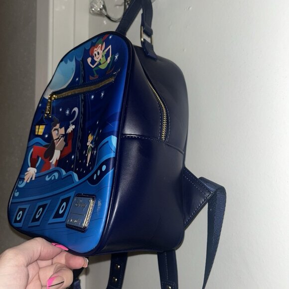 Loungefly Disney Captain Hook Peter Pan Tinkerbell Blue Mini Backpack Purse - Picture 4 of 12